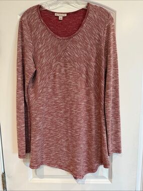 Cozy Long-Sleeve Ribbed Tunic Top - Dusty Rose